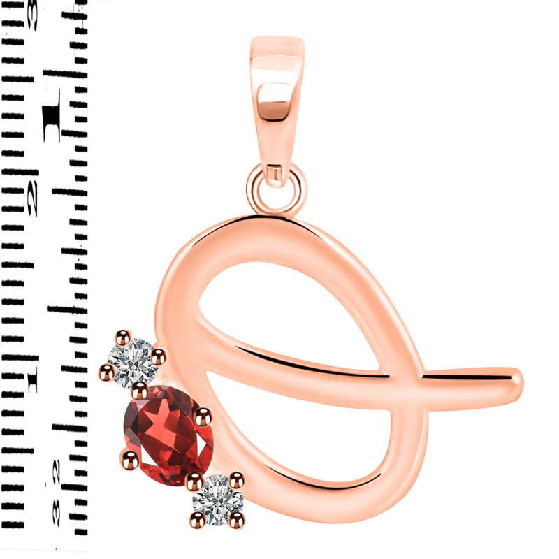 Garnet & White Topaz Alphabet Q Pendant GAR-RDA-69.