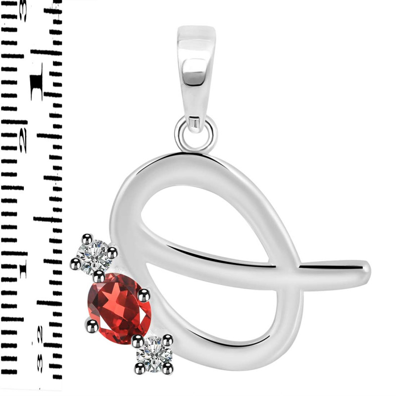 Garnet & White Topaz Alphabet Q Pendant GAR-RDA-69.