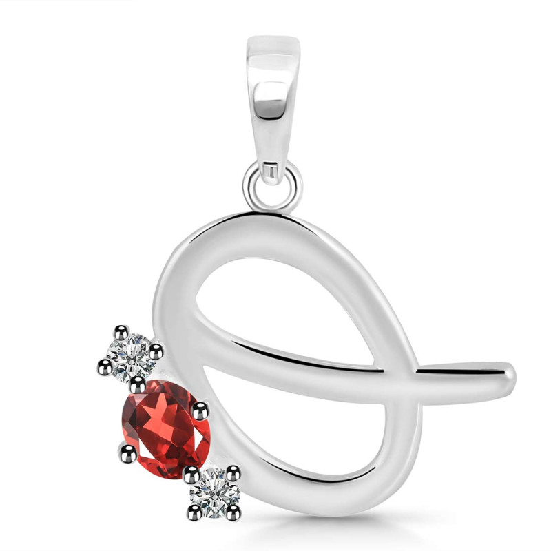 Garnet & White Topaz Alphabet Q Pendant GAR-RDA-69.