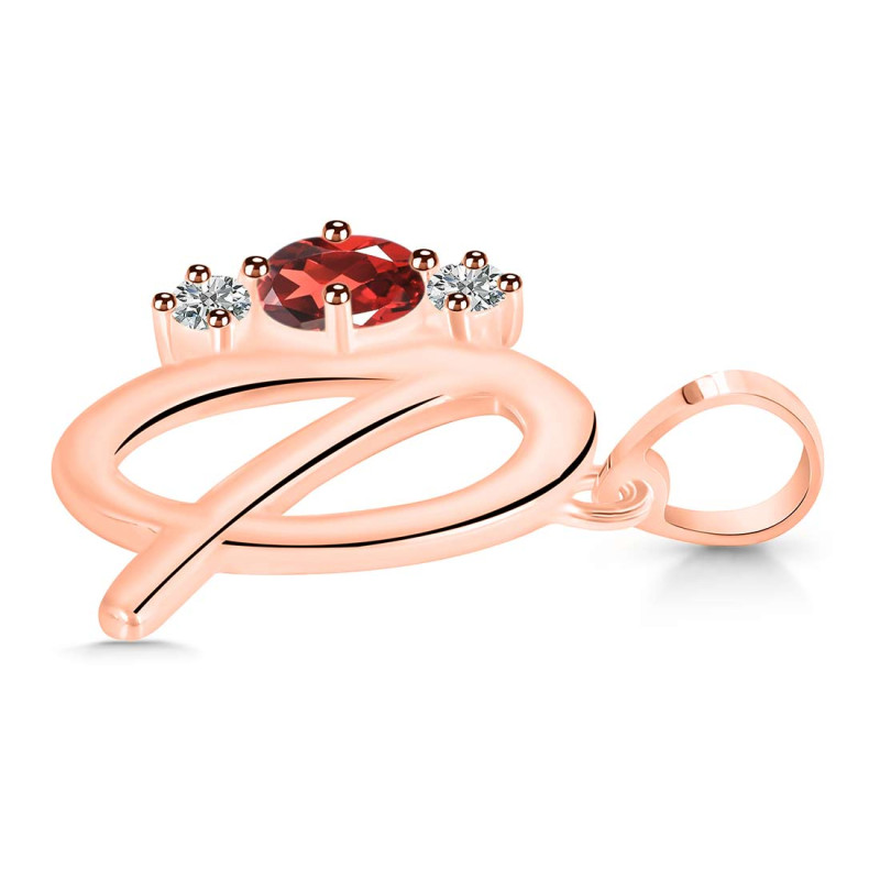 Garnet & White Topaz Alphabet Q Pendant GAR-RDA-69.
