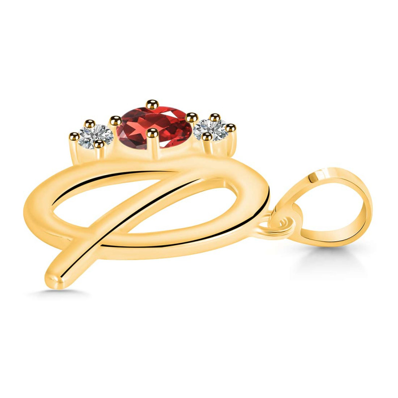 Garnet & White Topaz Alphabet Q Pendant GAR-RDA-69.