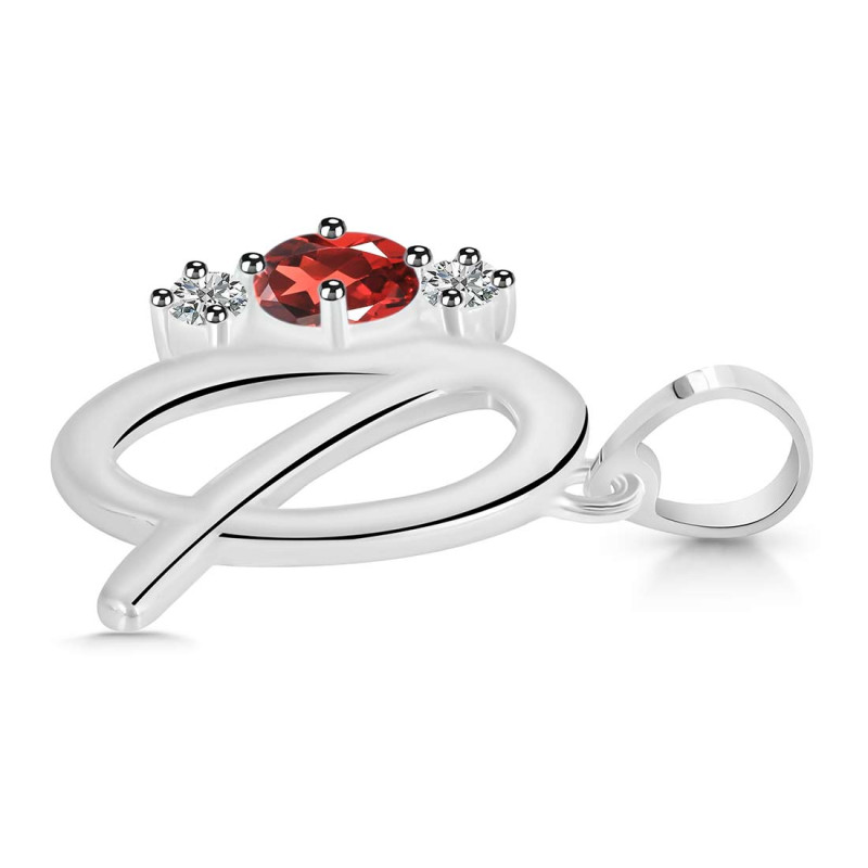 Garnet & White Topaz Alphabet Q Pendant