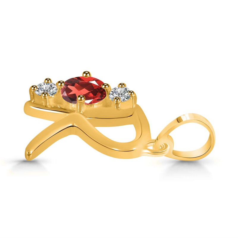 Garnet & White Topaz Alphabet R Pendant GAR-RDA-70.
