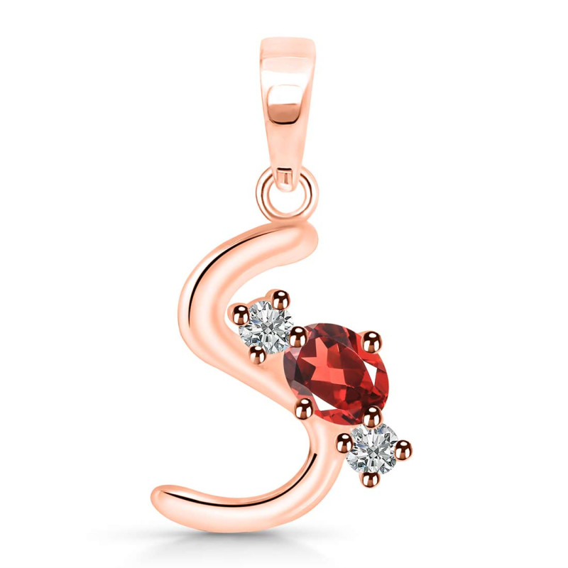Garnet & White Topaz Alphabet S Pendant GAR-RDA-71.
