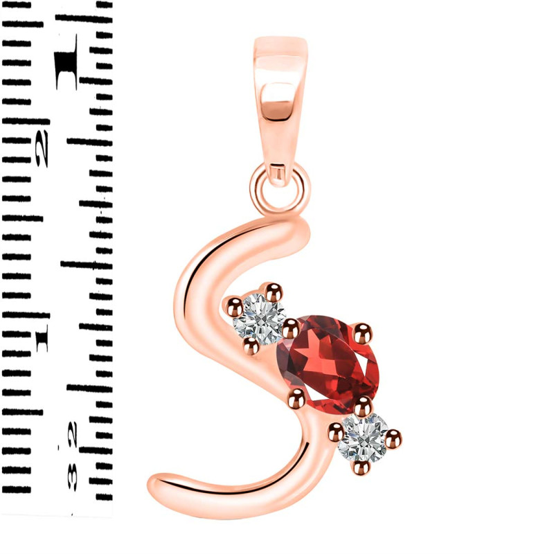 Garnet & White Topaz Alphabet S Pendant GAR-RDA-71.