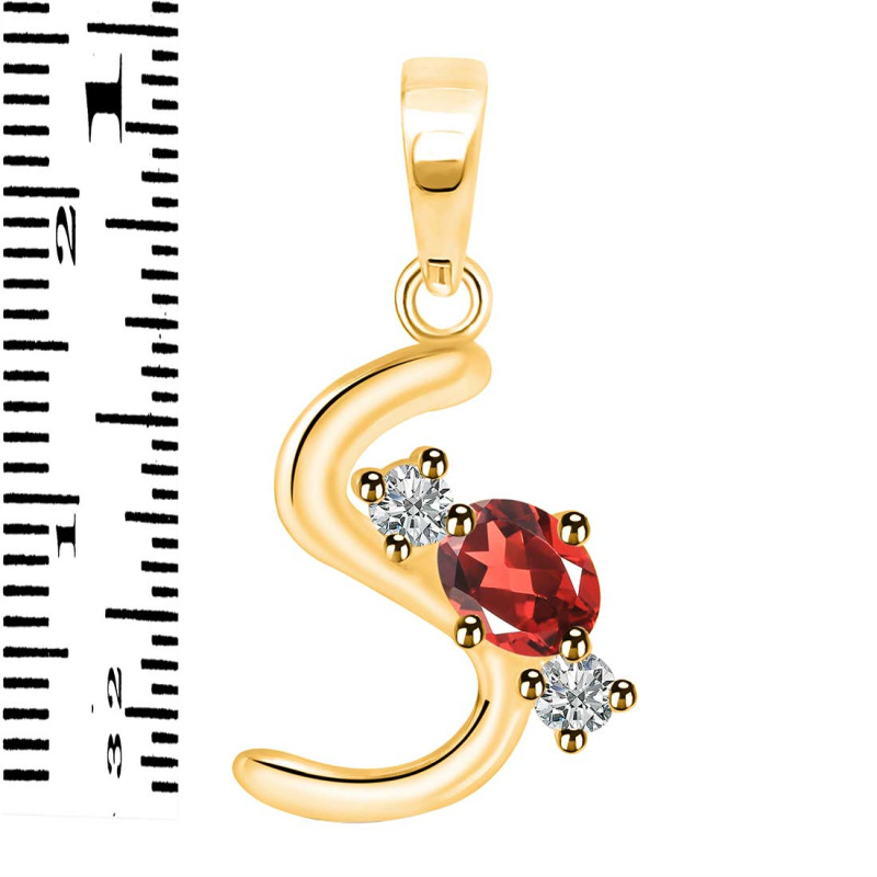 Garnet & White Topaz Alphabet S Pendant GAR-RDA-71.