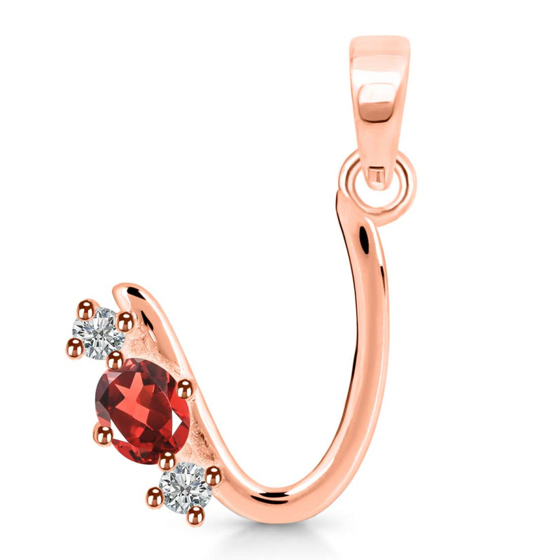 Garnet & White Topaz Alphabet U Pendant GAR-RDA-73.
