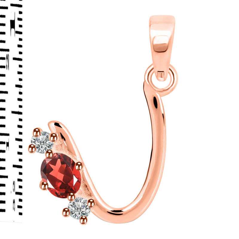 Garnet & White Topaz Alphabet U Pendant GAR-RDA-73.