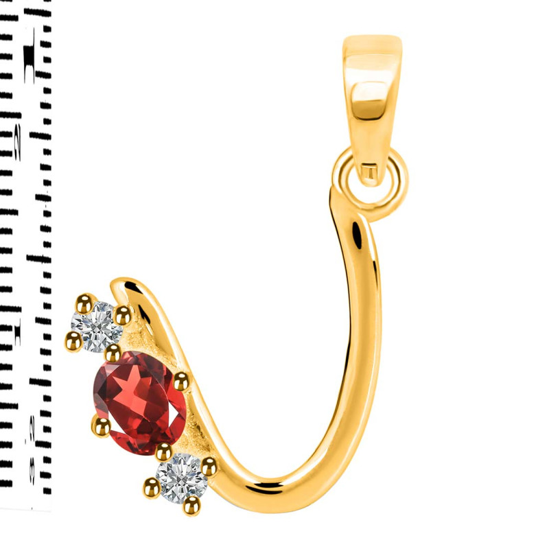 Garnet & White Topaz Alphabet U Pendant GAR-RDA-73.