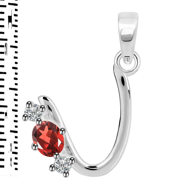 Garnet & White Topaz Alphabet U Pendant GAR-RDA-73.