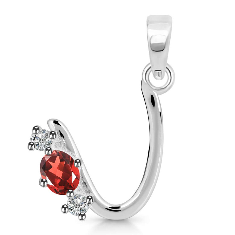 Garnet & White Topaz Alphabet U Pendant GAR-RDA-73.