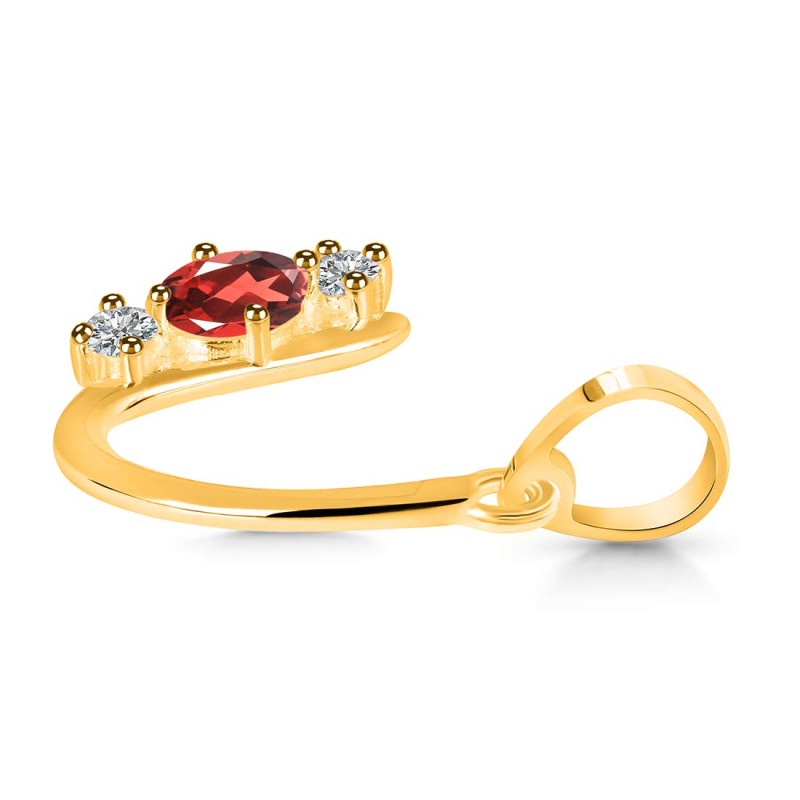 Garnet & White Topaz Alphabet U Pendant GAR-RDA-73.