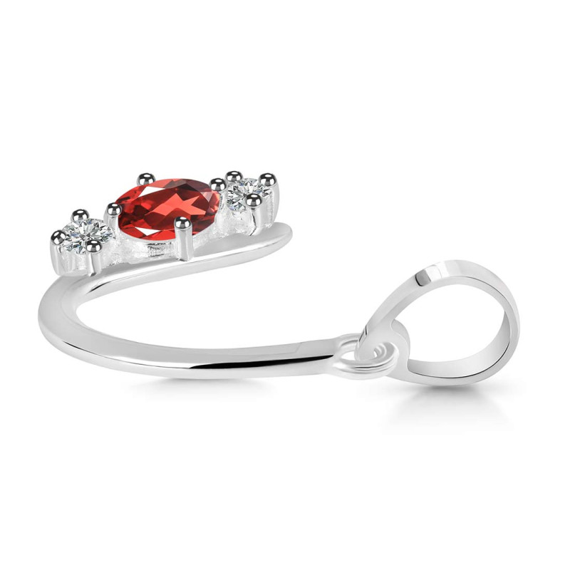 Garnet & White Topaz Alphabet U Pendant