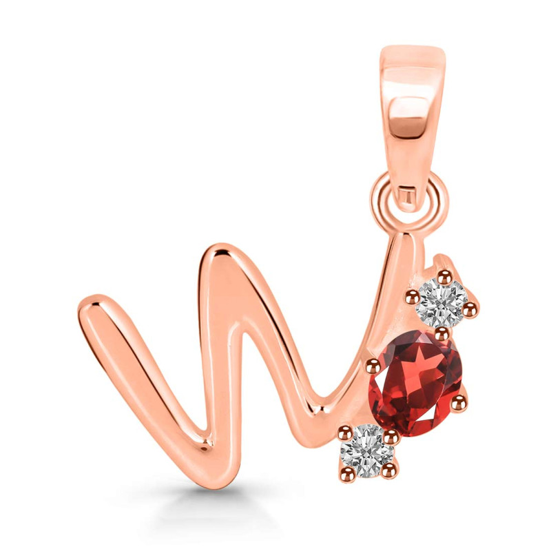 Garnet & White Topaz Alphabet W Pendant GAR-RDA-75.