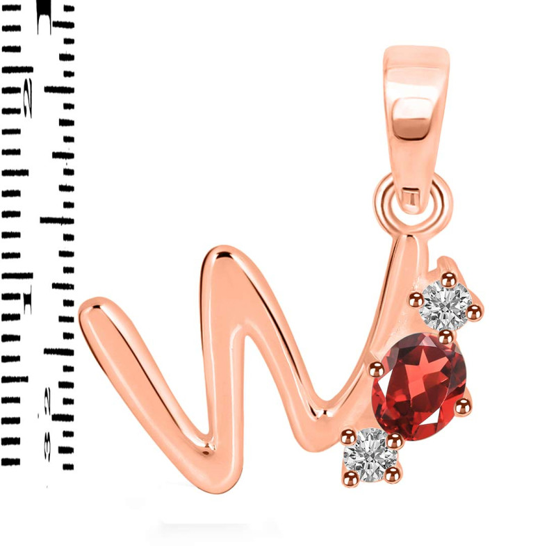 Garnet & White Topaz Alphabet W Pendant GAR-RDA-75.