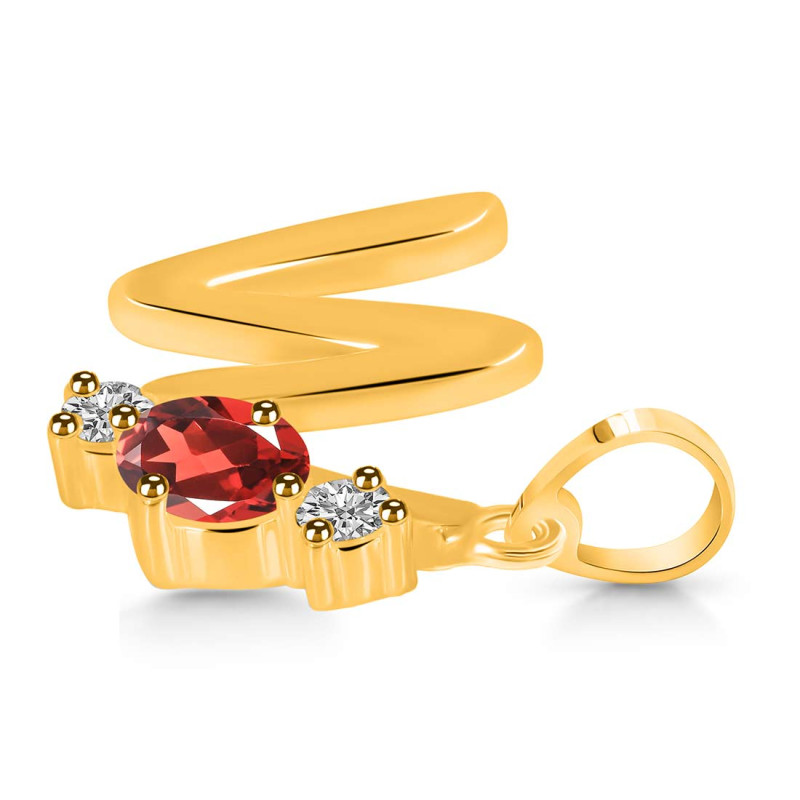 Garnet & White Topaz Alphabet W Pendant GAR-RDA-75.