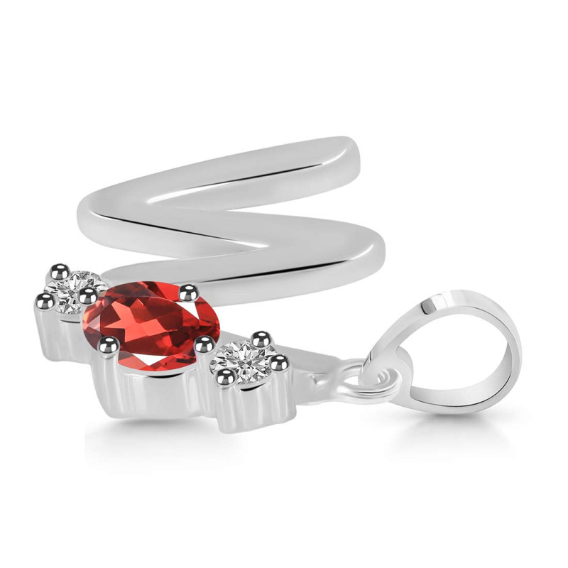 Garnet & White Topaz Alphabet W Pendant