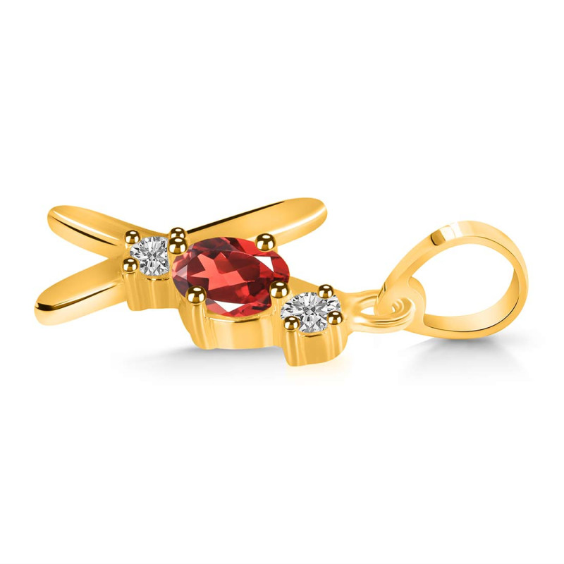 Garnet & White Topaz Alphabet X Pendant GAR-RDA-76.