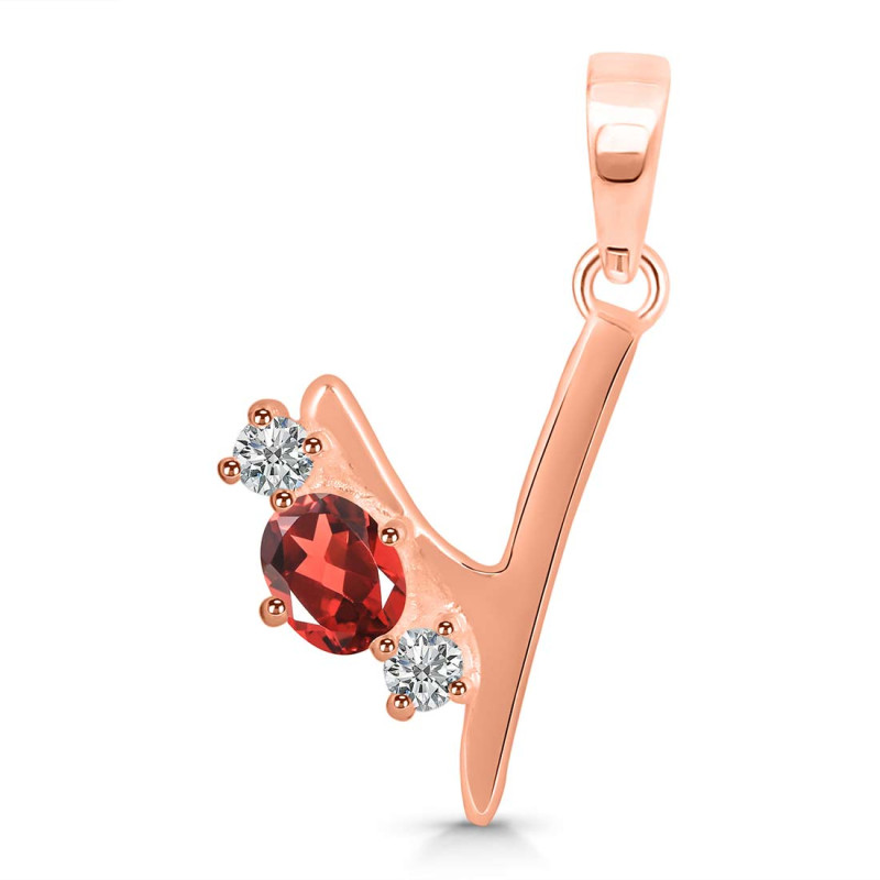 Garnet & White Topaz Alphabet Y Pendant GAR-RDA-77.