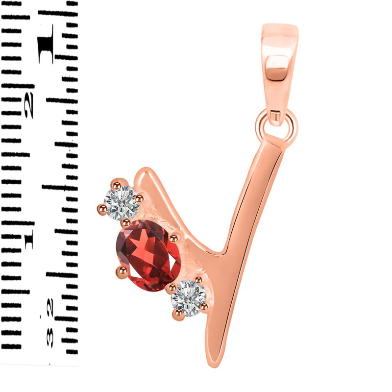 Garnet & White Topaz Alphabet Y Pendant GAR-RDA-77.