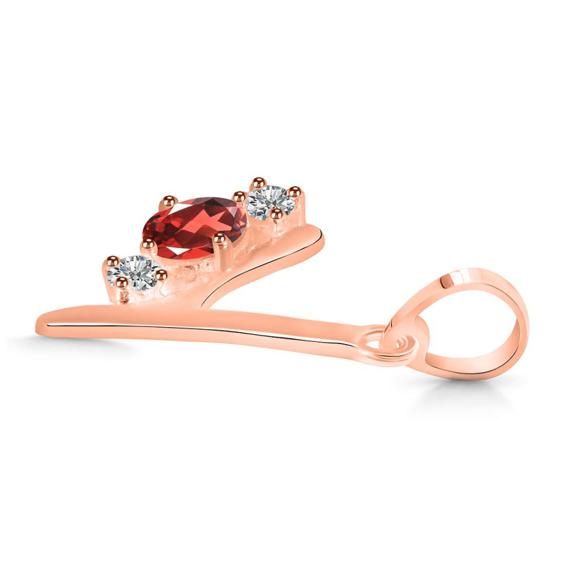 Garnet & White Topaz Alphabet Y Pendant GAR-RDA-77.