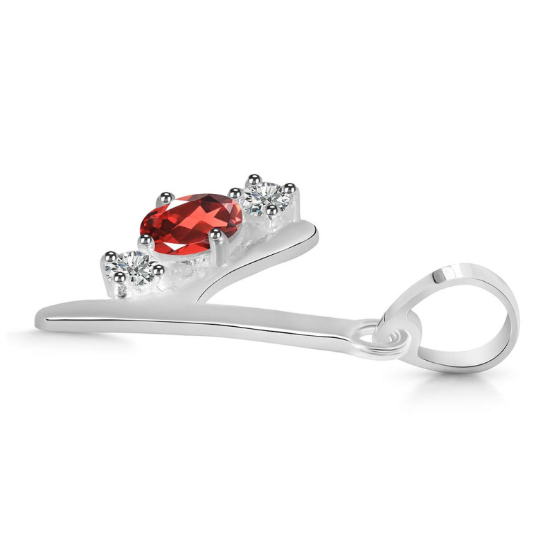 Garnet & White Topaz Alphabet Y Pendant