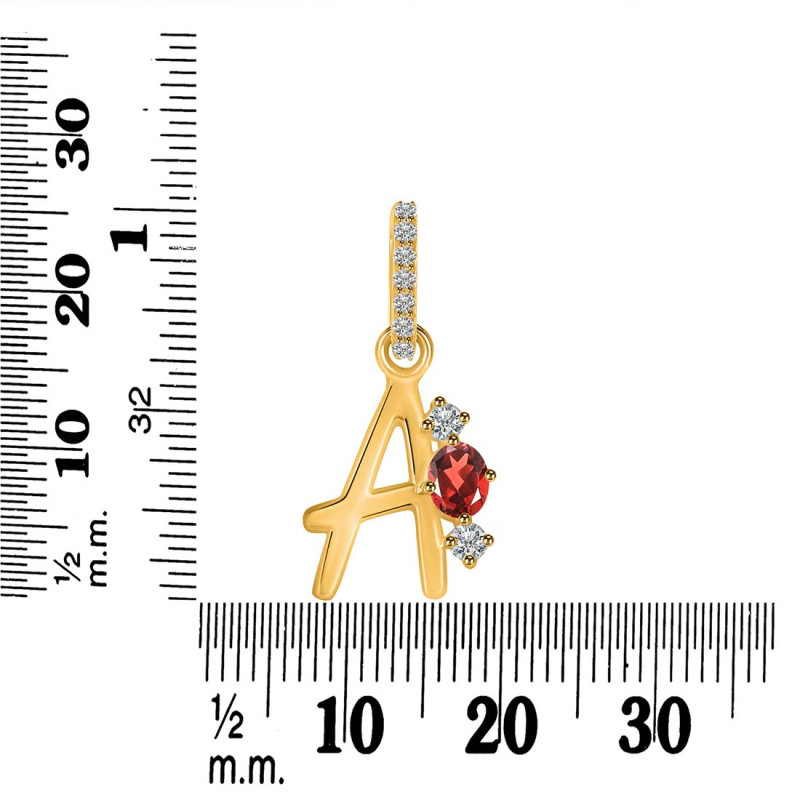 Garnet & White Topaz Alphabet A Pendant GAR-RDA-79.