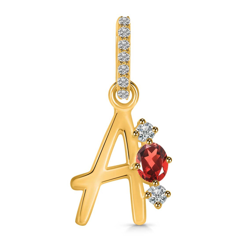 Garnet & White Topaz Alphabet A Pendant GAR-RDA-79.