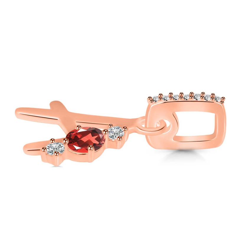 Garnet & White Topaz Alphabet A Pendant GAR-RDA-79.