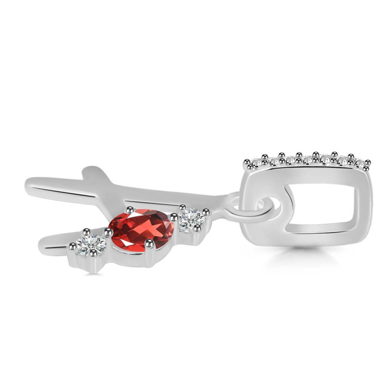 Garnet & White Topaz Alphabet A Pendant