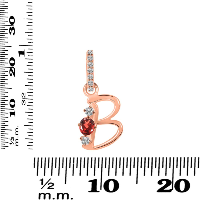 Garnet & White Topaz Alphabet B Pendant GAR-RDA-80.