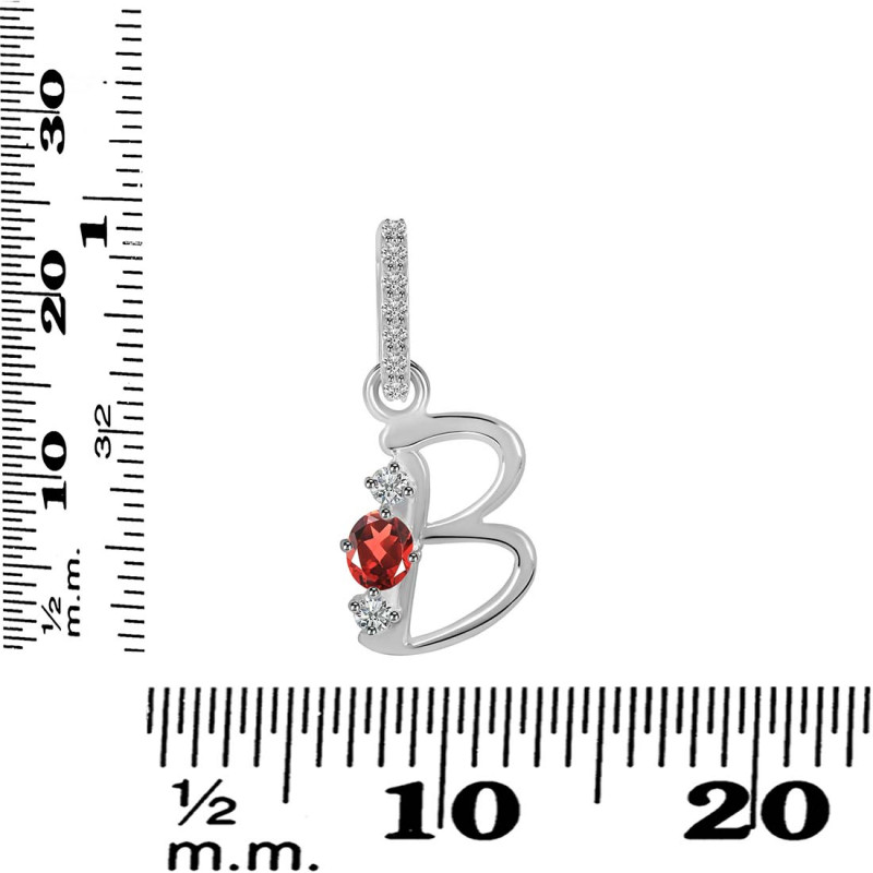 Garnet & White Topaz Alphabet B Pendant GAR-RDA-80.