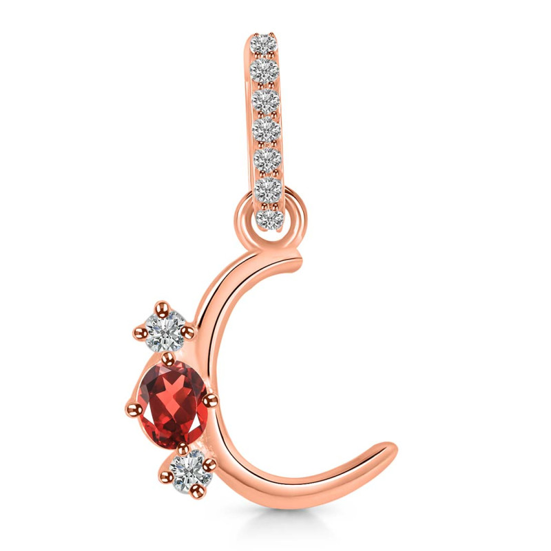 Garnet & White Topaz Alphabet C Pendant GAR-RDA-81.