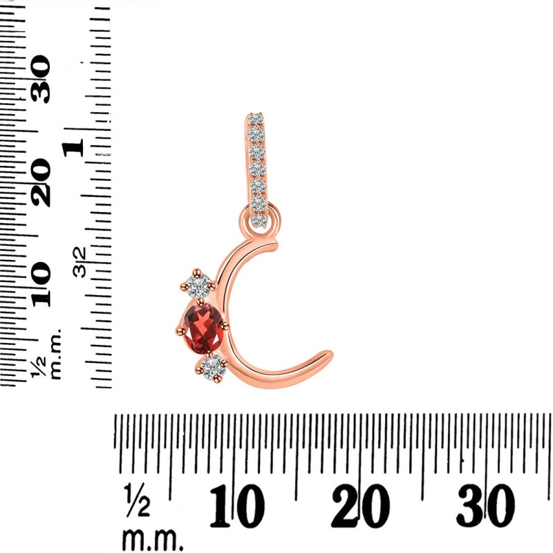 Garnet & White Topaz Alphabet C Pendant GAR-RDA-81.