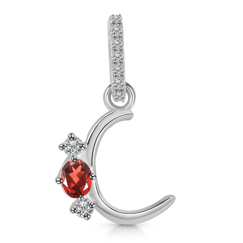 Garnet & White Topaz Alphabet C Pendant GAR-RDA-81.