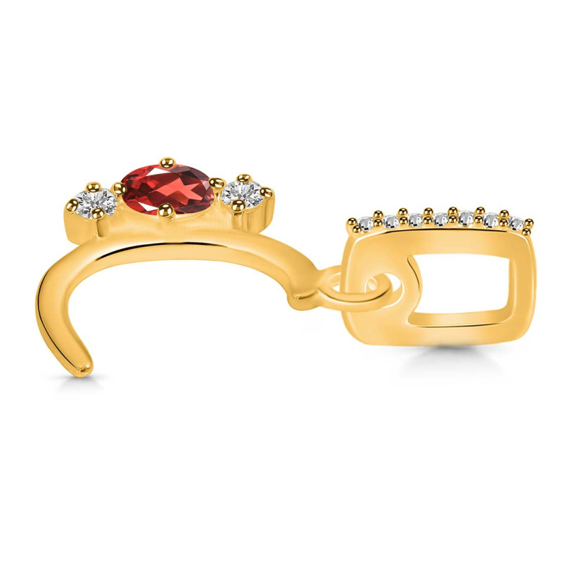 Garnet & White Topaz Alphabet C Pendant GAR-RDA-81.
