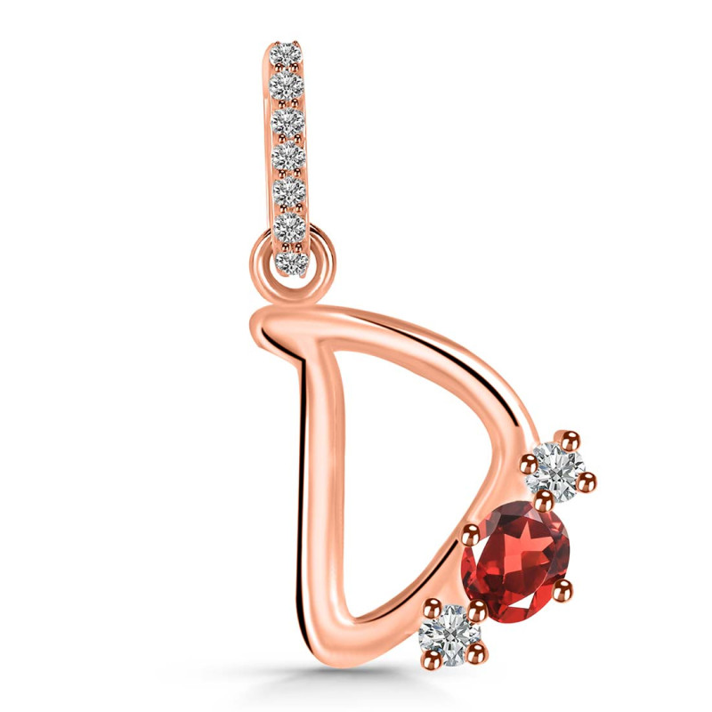 Garnet & White Topaz Alphabet D Pendant GAR-RDA-82.