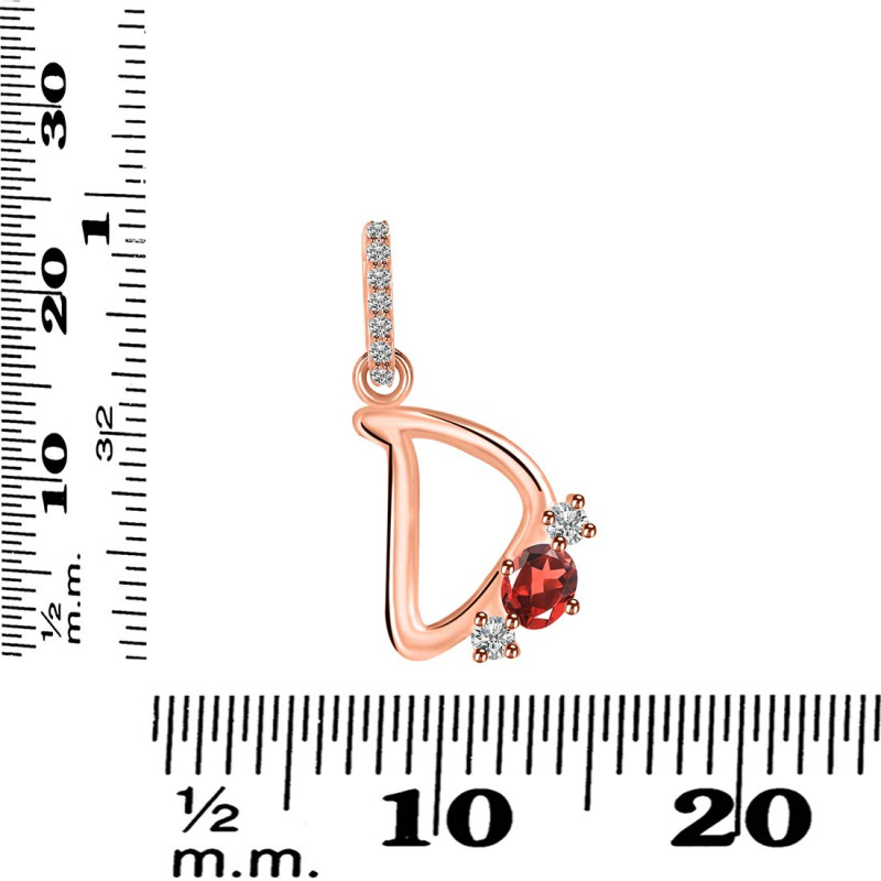 Garnet & White Topaz Alphabet D Pendant GAR-RDA-82.