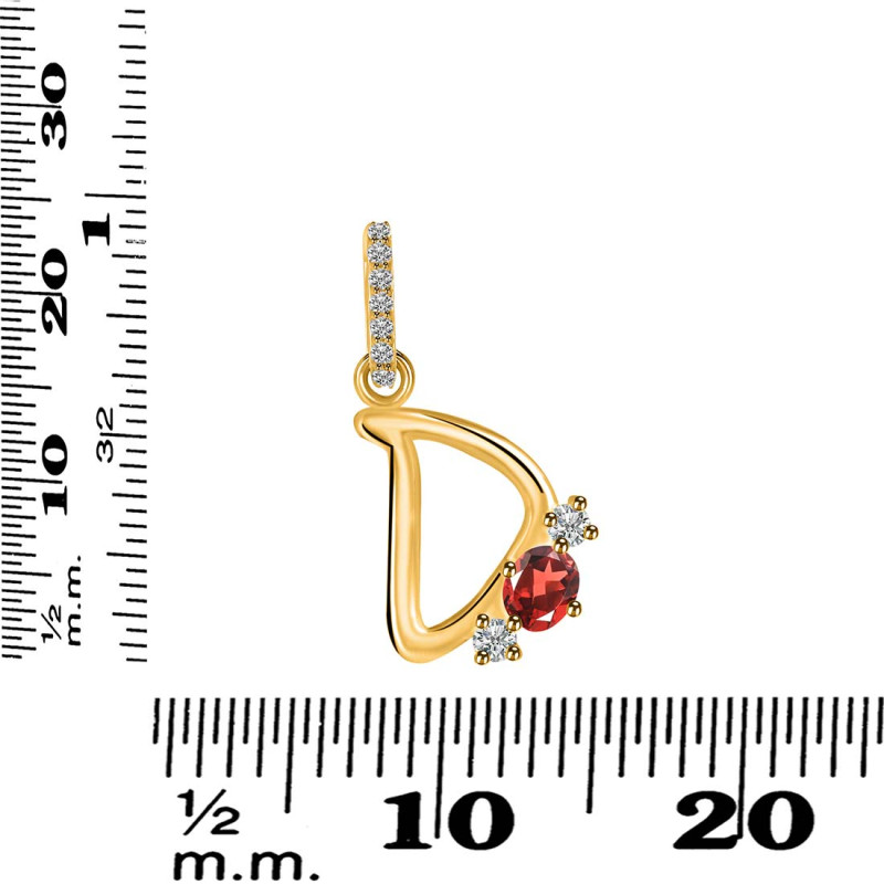 Garnet & White Topaz Alphabet D Pendant GAR-RDA-82.
