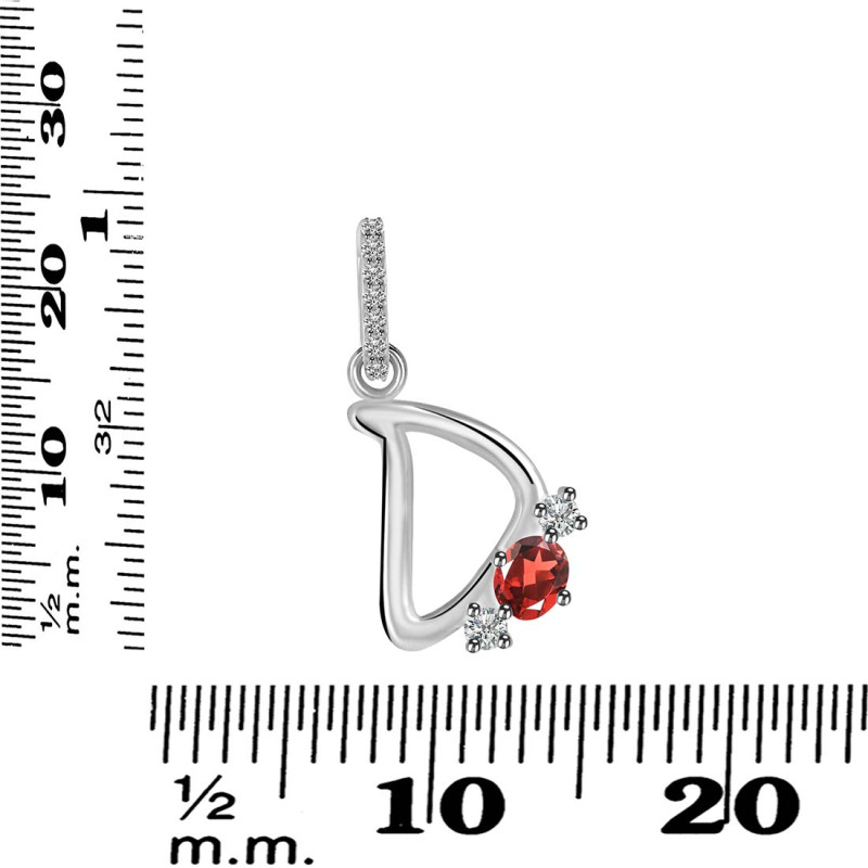 Garnet & White Topaz Alphabet D Pendant GAR-RDA-82.