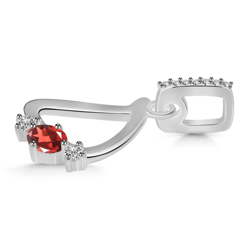 Garnet & White Topaz Alphabet D Pendant