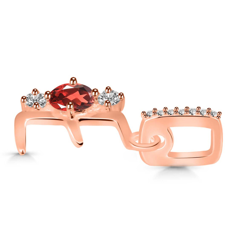 Garnet & White Topaz Alphabet E Pendant GAR-RDA-83