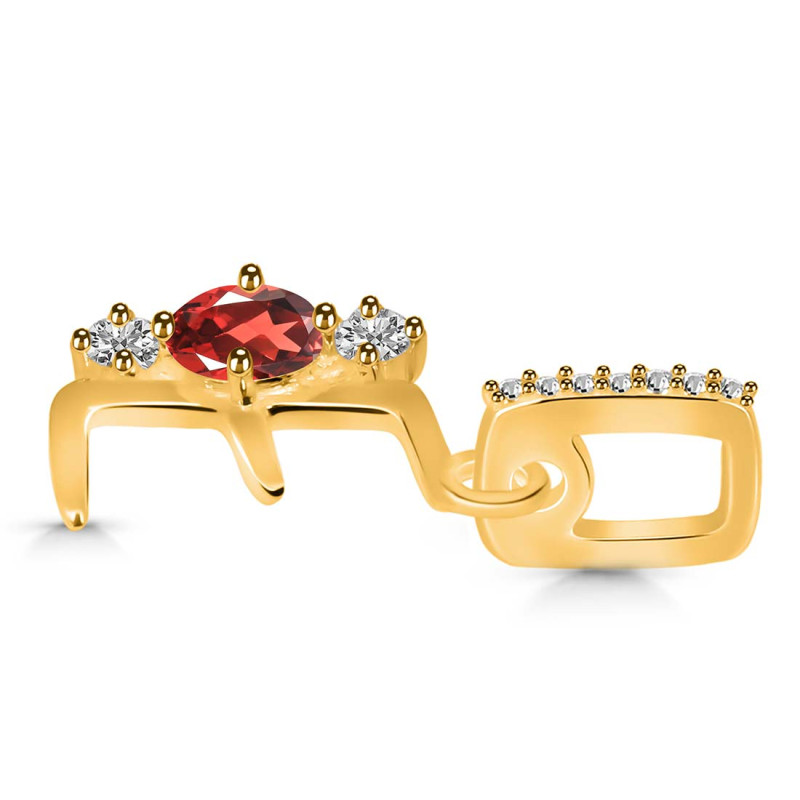 Garnet & White Topaz Alphabet E Pendant GAR-RDA-83