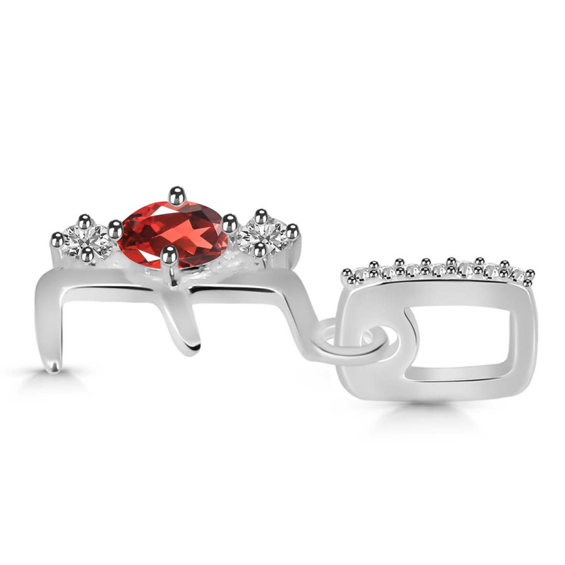 Garnet & White Topaz Alphabet E Pendant