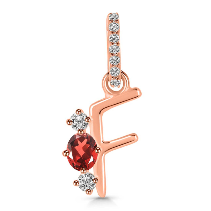 Garnet & White Topaz Alphabet F Pendant GAR-RDA-84.