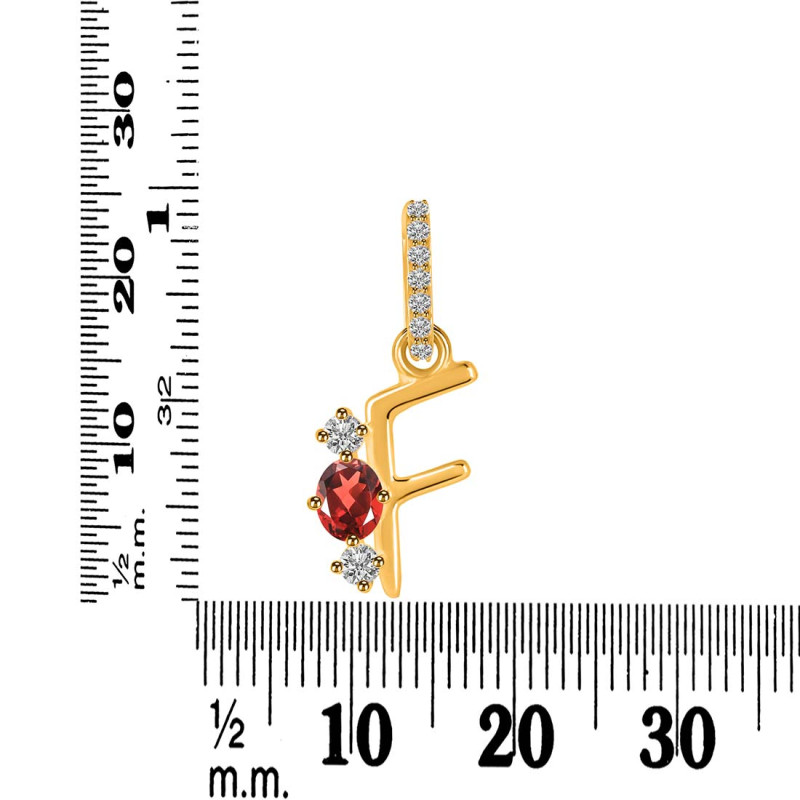 Garnet & White Topaz Alphabet F Pendant GAR-RDA-84.