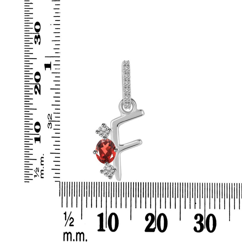 Garnet & White Topaz Alphabet F Pendant GAR-RDA-84.