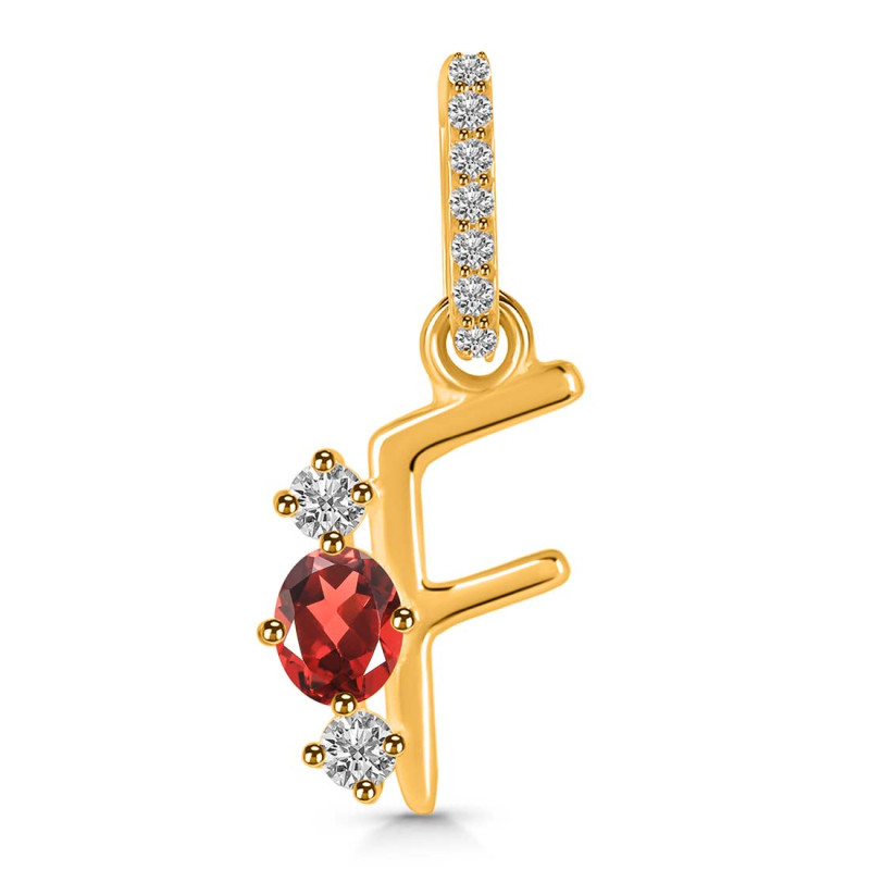 Garnet & White Topaz Alphabet F Pendant GAR-RDA-84.