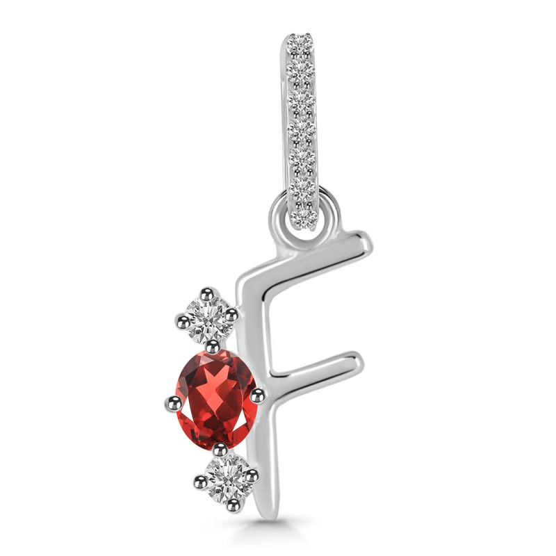 Garnet & White Topaz Alphabet F Pendant GAR-RDA-84.