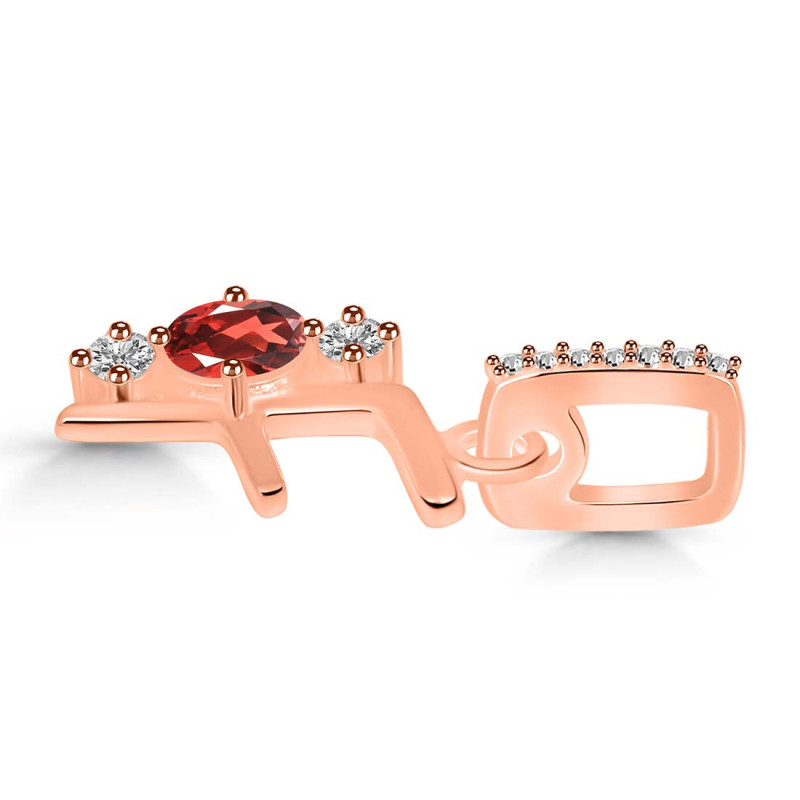 Garnet & White Topaz Alphabet F Pendant GAR-RDA-84.